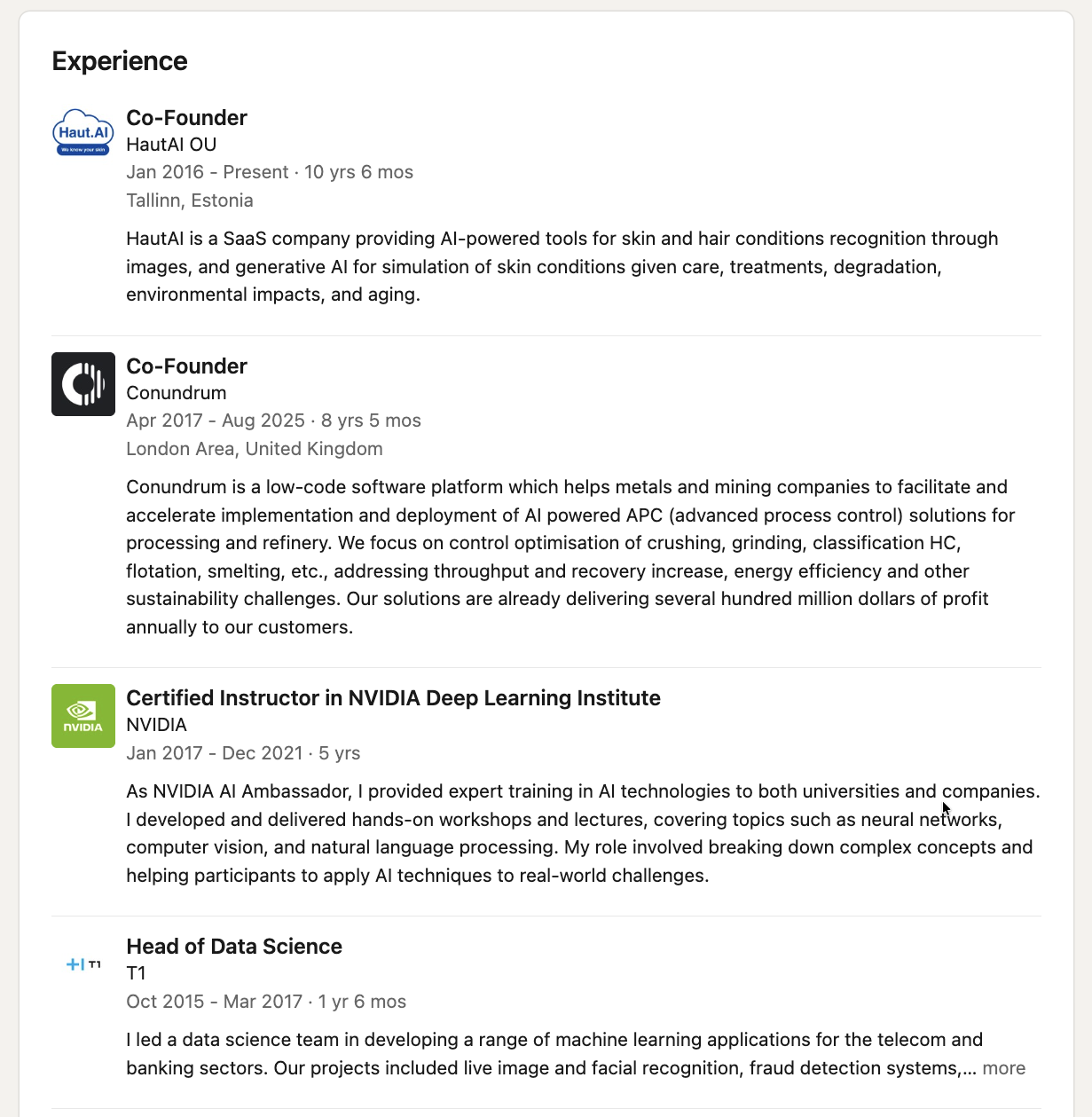 LinkedIn Review Contact Experience 1